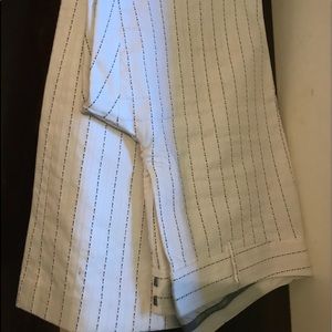 White dress slacks with black pin stripe